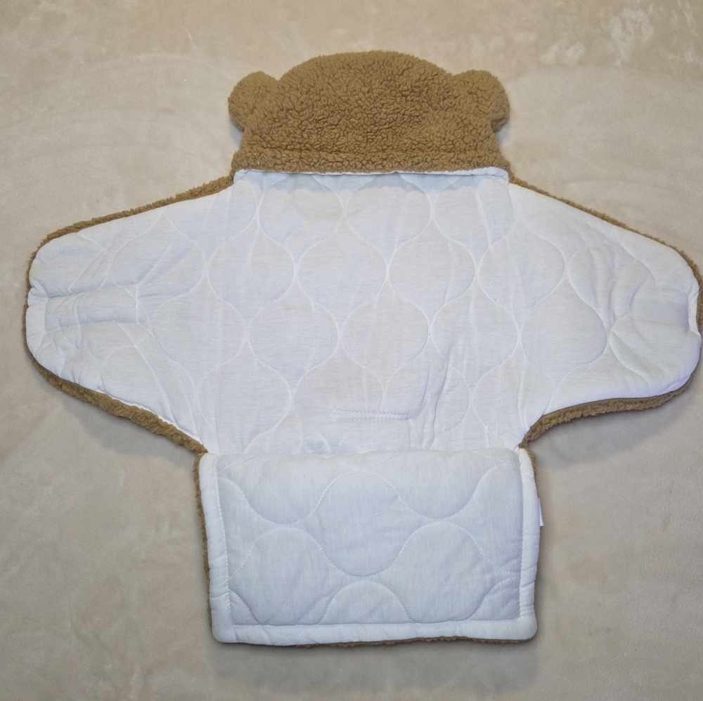 Teddy Bear Baby Sleep Sack Suit Cozy Sherpa Footed Outfit Neutral Baby Aesthetic - Picture 2 of 4